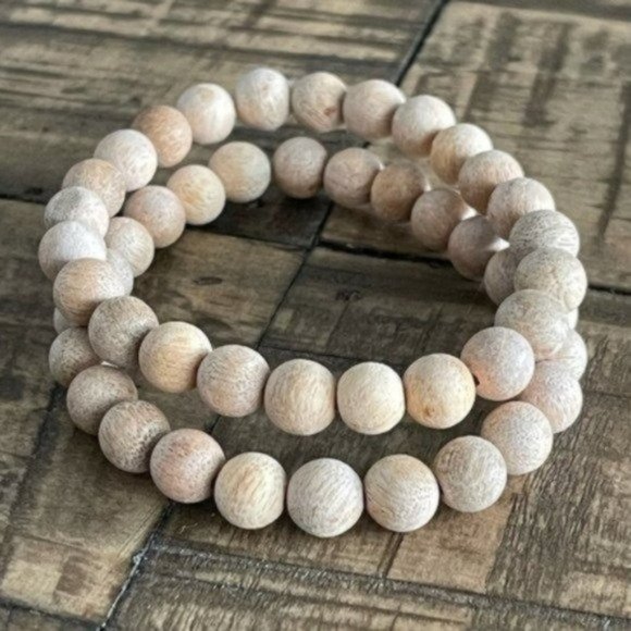 2pc 8mm Camphor Wood Stretch Bead Bracelet - Picture 3 of 4